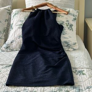 Size 8P navy blue halter style special occasion dress